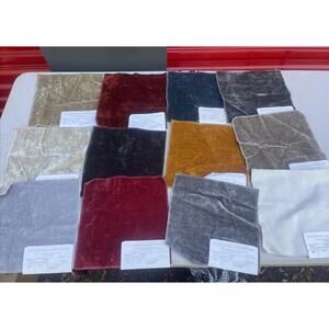 Colefax and Fowler Theo Lot of 12 Fabric Samples Remnants Ochre, Sand, Red,